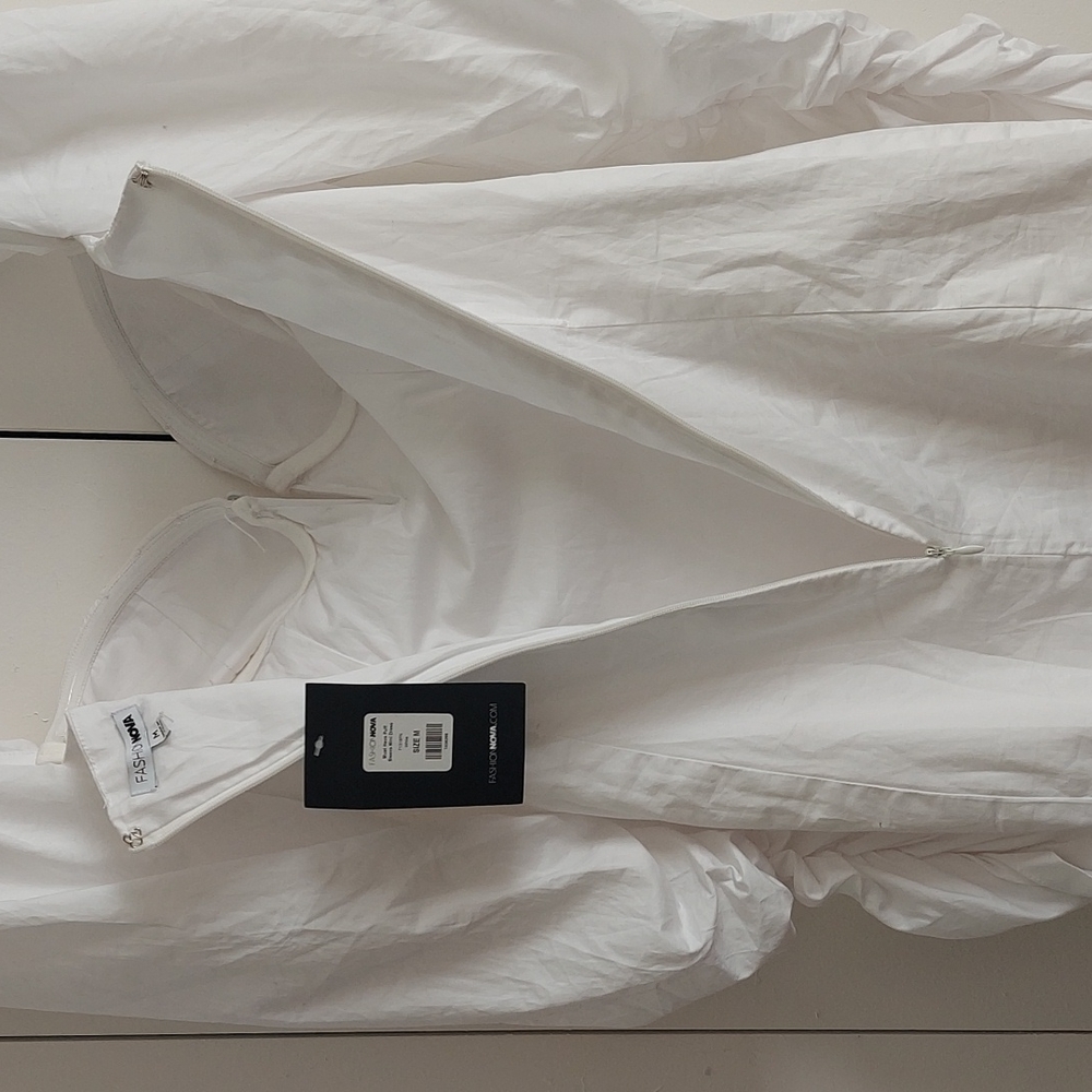 Fashion Nova Must Have Puff Sleeve Mini Dress Size Medium White NWT - Picture 11 of 16